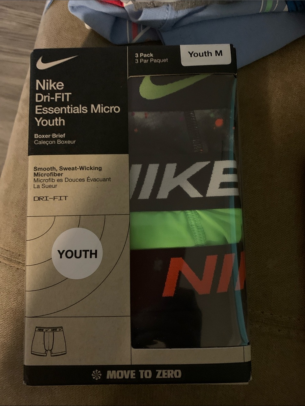 Nike Youth Boxer Brief 3-Pack - Black, Neon Green & Orange Accents